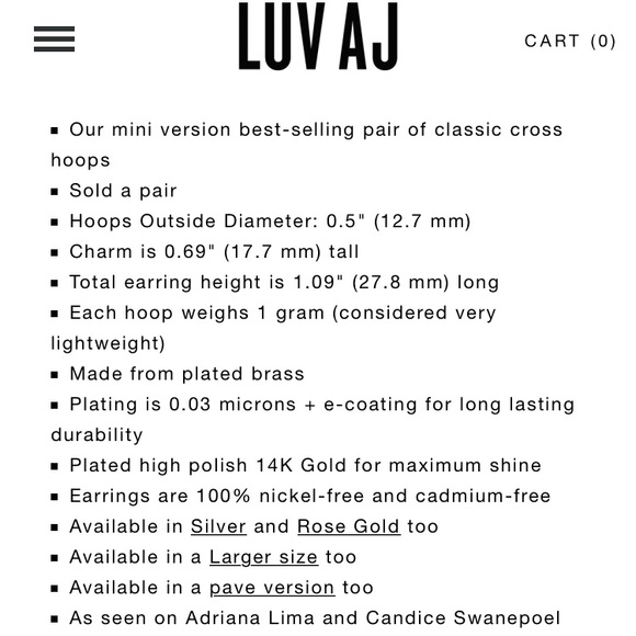 LUV AJ GOLD MINI CROSS EARRINGS DAINTY MEJURI BAUBLEBAR VANESSA MOONEY REVOLVE - Picture 8 of 16